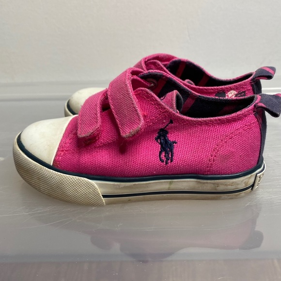 Polo Ralph Lauren Size 7 Pink Canvas Velcro Shoes - Picture 2 of 9